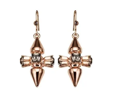 Mawi Lodon Rose Gold Double Spike Crystal Hook Earrings Made In UK • $60