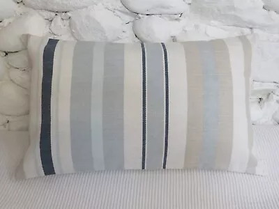 Cushion Cover Stripe Blues Beige Cream Laura Ashley Fabric 19  X 12 . • £5.99