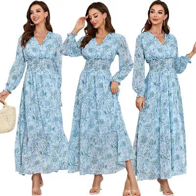 Moroccan Women Dubai Floral Muslim Long Dress Abaya Kaftan Islamic Casual Robe • $32.79