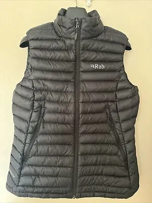 RAB Women's Microlight Down Vest Gilet Pertex Nikwax Black Size Small UK 10- VGC • £70
