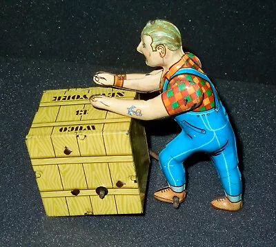 Vintage Tin Litho West German Toy Worker With Crate • $19.99