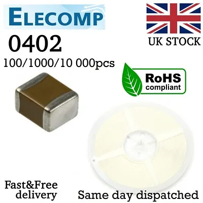 0402 SMD Capacitor 10uF X5R 6.3V (100/1000/10000 Pack) Fast Delivery UK Stock • £98.99