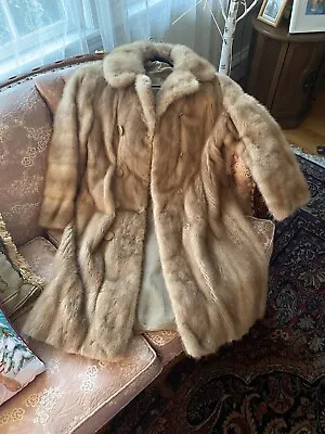 Vintage Real Mink Fur Hook Closure Long Coat Size M • $199