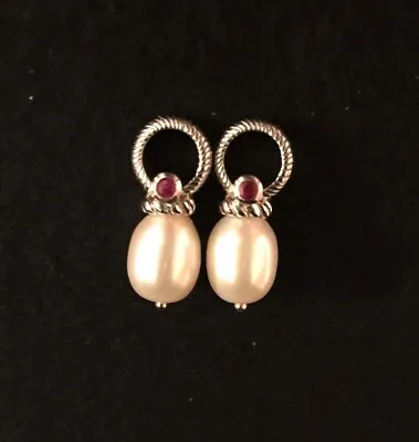 Judith Ripka Sterling Silver Pearl & Ruby Earring Charms • $79.99