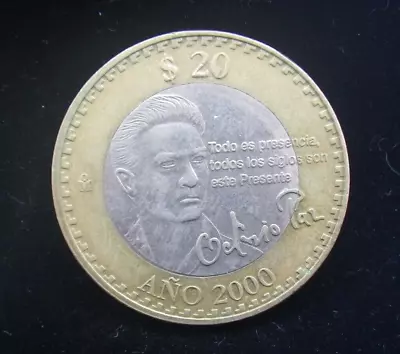 Mexico 2000 Twenty Pesos Octavio Paz Uncirculated • $12