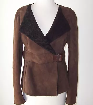 MARNI Brown Lambskin Suede Shearling Fur Jacket Coat 40 4 • $1499.99