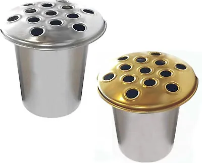 Quality  Aluminium Memorial Grave Vase Pot Insert Silver Or Gold Lid • £8.99