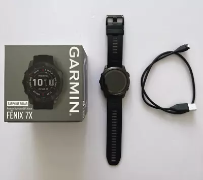 Garmin Fenix 7X Sapphire Solar - Fitness Tracker - Carbon Grey DLC Titanium • $999