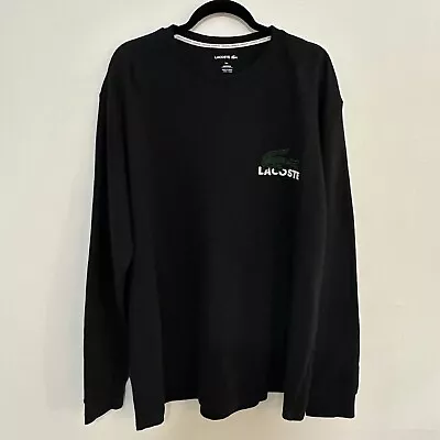 Lacoste Sleepwear Men's Black Waffle Knit Thermal Long Sleeve Lounge Shirt SzXXL • $23