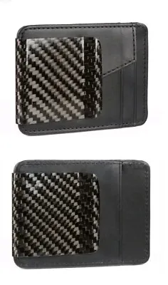 D15 Carbon Fiber Money Clip With Black Leather Wallet  As Seen On Kickstarter • $12.99