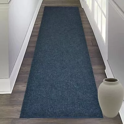 Outdoor Custom Size Tough Collection Blue Skid Resistant Runner Rug (Size By Ft) • $165.99