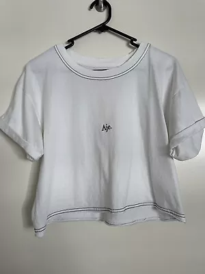 Aje White Cropped Tee XS • $19.50