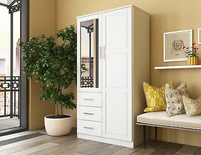 Metro 2-Door Wardrobe/Armoire/Closet With Mirror And 3 Drawers By Palace Imports • $769