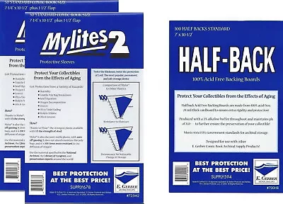 $38 • Buy 100 Mylites 2 STANDARD Size Mylar Bags With 100 Half-Back Boards