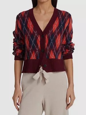 $137.48 • Buy $345 Staud Women's Red Deep V-Neck Cotton Cardigan Sweater Size S