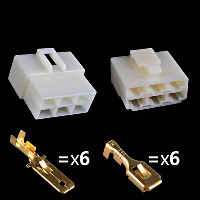 6.3mm Pin Plug Electrical Wiring Multi-Connector Terminals 1/2/3/4/6/8 Way Car • £12.42