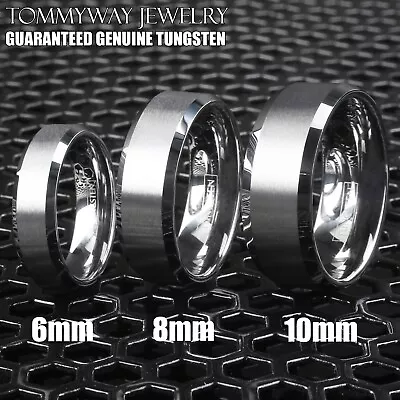 Tungsten Carbide Wedding Band Ring Brushed Silver Mens Jewelry Size 5-15 + Half • $12.99