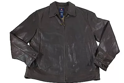 Ralph Lauren Chaps Men’s 100% Lamb Skin Leather Brown Bomber Motorcycle Jacket S • $100