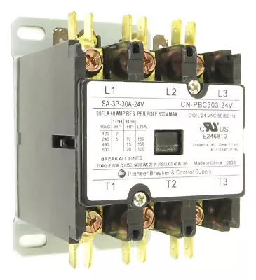 SA-3P-30A-24V  Definite Purpose Contactor 30-Amp 3-Pole 24V Coil • $23.99