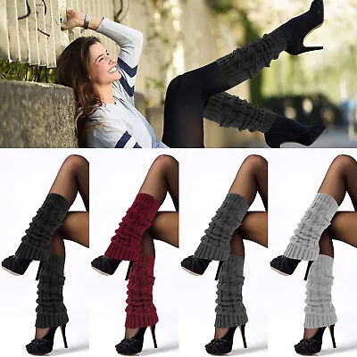 Women Leg Warmers Crochet Knit Ribbed Knee High Solid Winter Boot Wool Sock Long • $6.95