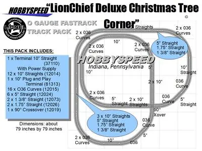LIONEL FASTRACK LIONCHIEF DELUXE CHRISTMAS TREE CORNER TRACK LAYOUT 7'x7' Pack • $259.84