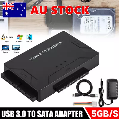 IDE/SATA To USB 3.0 External Converter Adapter Cable Hard Drives Disk HDD/SSD AU • $28.45