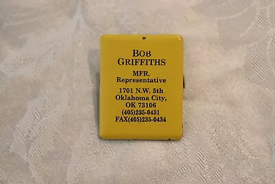 Vintage Bob Griffiths MFR Representative Advertising Metal Clip Note Holder RARE • $12.99