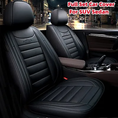 Black Car Seat Cover 5 Seats PU Leather Full Set Cushion Universal For SUV Sedan • $70.99