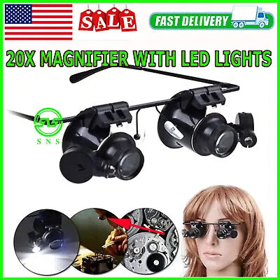 20X Magnifying Magnifier Glasses Magnifaction Jeweler Loupe Repair LED Light New • $8.69