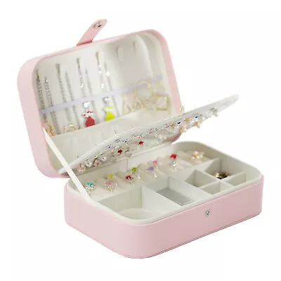 Travel Jewellery Organizer Case Box Holder Storage Earring Ring Display Pink NEW • $13.59