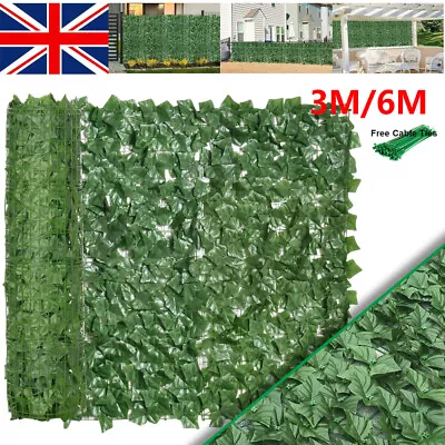 3/6M Artificial Hedge Roll Fake Ivy Leaf Garden Fence Privacy Screen Wall Panel • £13.98