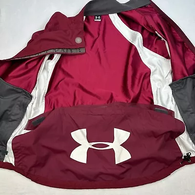 Vintage Under Armour WIndbreaker Jacket Mens XL Red Protect Rain Cycling Shell • $39.88