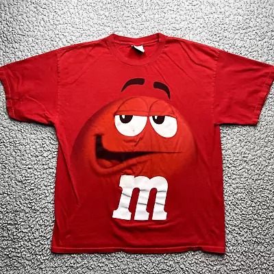 Vintage M&M's Shirt Mens XL Red Big Face Mars Candy Short Sleeve Crew Neck Retro • $14.88