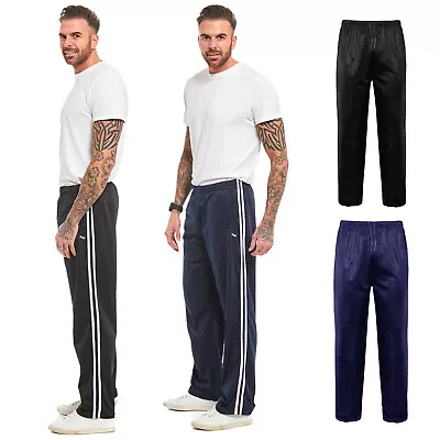 Mens Plain Silky Bottoms Jogging Pants Tracksuit Joggers Gym Work Sport Yoga • £11.99