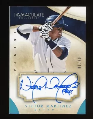 2014 Panini Immaculate Victor Martinez Blue Parallel Auto /10 #11 • $30