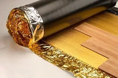 Gold Foiled 5mm - Acoustic Underlay With DPM For Wood & Laminate - 3 ROLLS 45m2 • £97.50