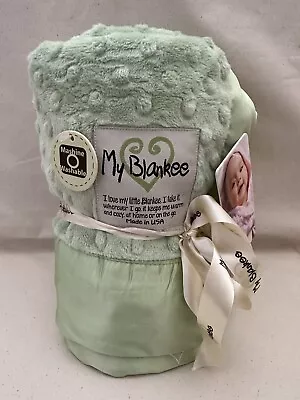 My Blankee Green / White Dot Baby Blanket Silky Satin Edge USA Made 30X35 Lovely • $32