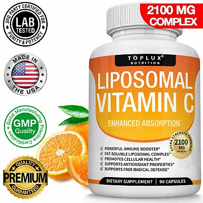 Vitamin C Liposomal 2100MG Capsules - High Absorption Vitamin C Pills Supplement • $18.97