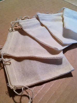 Set Of 5 Organic Cotton Muslin Drawstring Bags Sachets • $3.75