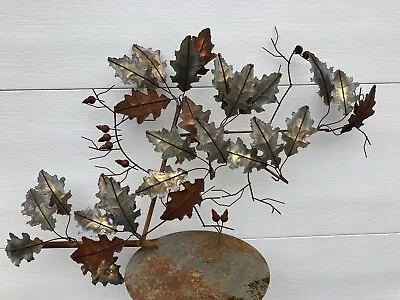 Curtis Jere Oak Leaves With Acorns Wall Scupture Metal Wall Art 42  By 28  1976 • $225