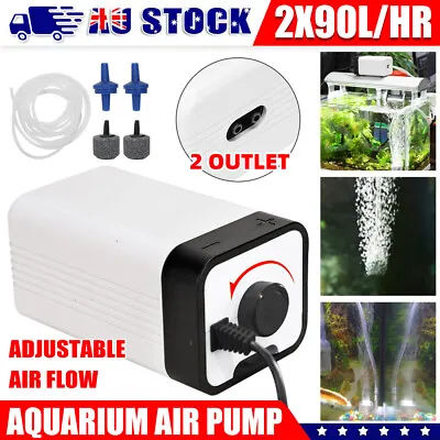 $19.85 • Buy Aqua Aquarium Air Pump Fountain Pond Aerator Fish Tank 2Outlet Oxygen Hydroponic