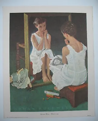 Norman Rockwell Girl At The Mirror Canvas Print 16  X 13 New Old Stock • $29.95