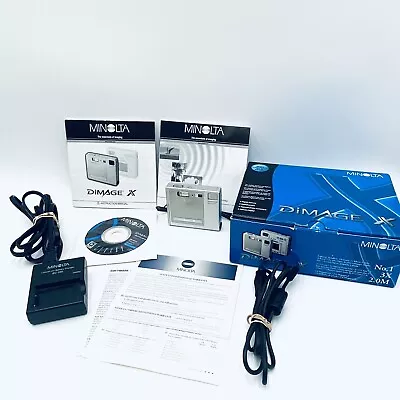 Minolta Dimage X Silver 2.0 MP Digital Camera W/ Manual Charger Box Tested • $84.99