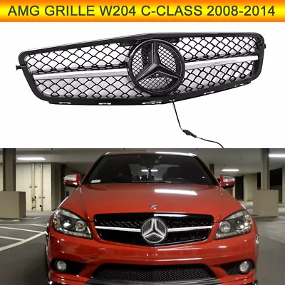 For Mercedes-Benz 2008-2014 W204 C-Class C300 AMG Front Grille W/LED Star Chrome • $72.94