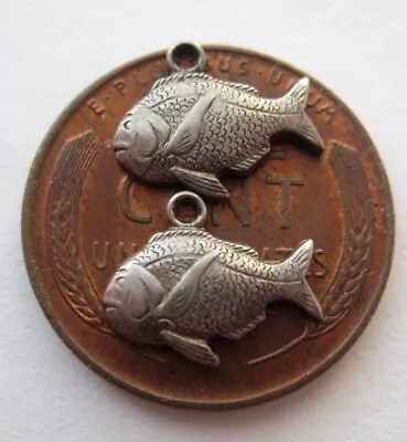 VINTAGE Sterling Tiny Detailed FISH Silver Bracelet Charms Lot • $14