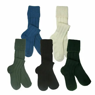 Scottish Wool Blend Kilt Socks For Men's WhiteCreamBlackGreyGreenRed Color • $13.95