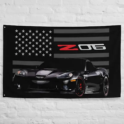 Black Corvette C6 Z06 Vette Car Club Garage Office Man Cave Banner 34.5  X 56  • $39.95