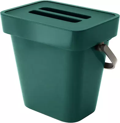 Kitchen Compost Bin For Counter Top Or Under Sink Hanging Trash Can 5L Green • £10.49
