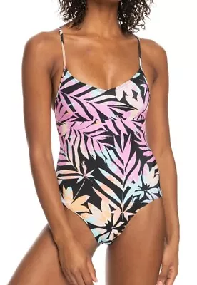 Roxy Active Women’s Black Zebra Jungle T-Back One-Piece Swimsuit Size L NWT $90  • $59.99