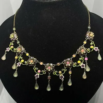 Necklace Lovely Jewelry Michal Negrin Crystals Flowers Made In Israel • $127